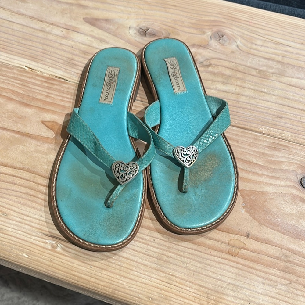 Brighton turquoise sandals with silver heart size 9
